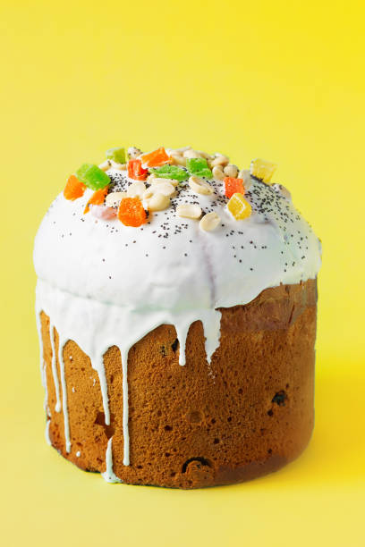 istock Easter Cake - Russian and Ukrainian Traditional Kulich. Paska Easter Bread. Happy easter. Kulich cake symbol of Traditional Russian Orthodox Easter 1312658896
