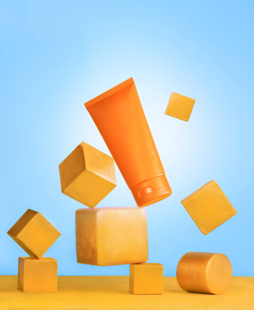 istock Sun Cream Protection Bottle, Cylinder and Cubes 1312661998