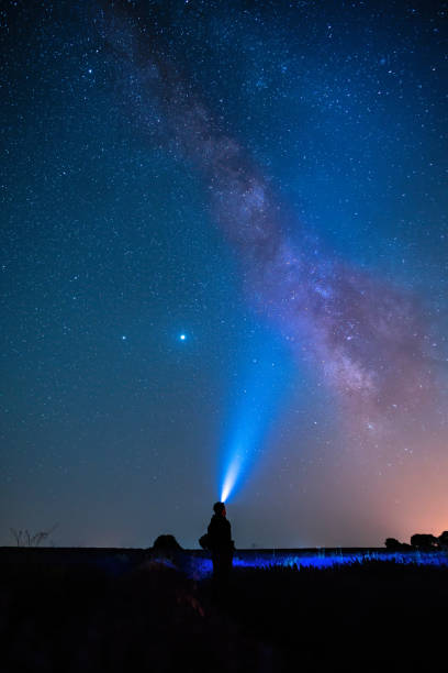 istock Man looking at the milky way on the horizon 1312665171