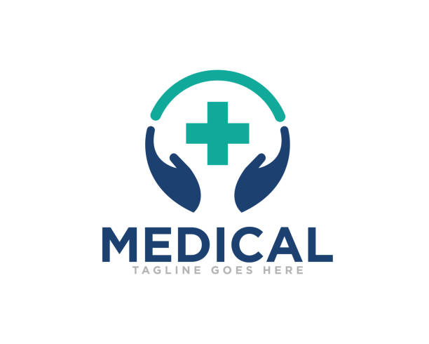 illustrazioni stock, clip art, cartoni animati e icone di tendenza di vettore di progettazione del logo medico - clinica medica