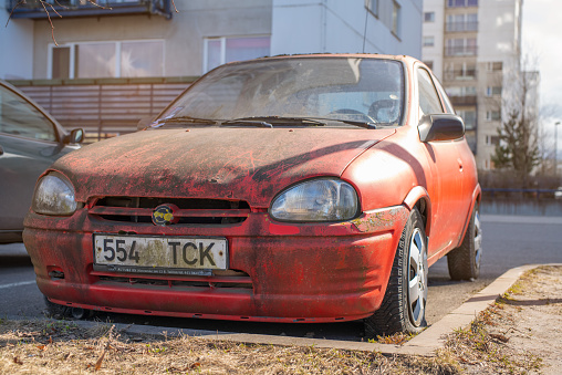 salvador, bahia, brazil - august 21, 2023: vehicle identification plate, model used in Mercursul on an automobile in the city of Salvador.