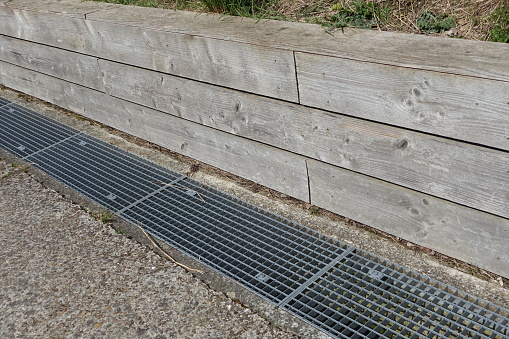 Channels with metal grids  Terrace  Rainwater drainage system