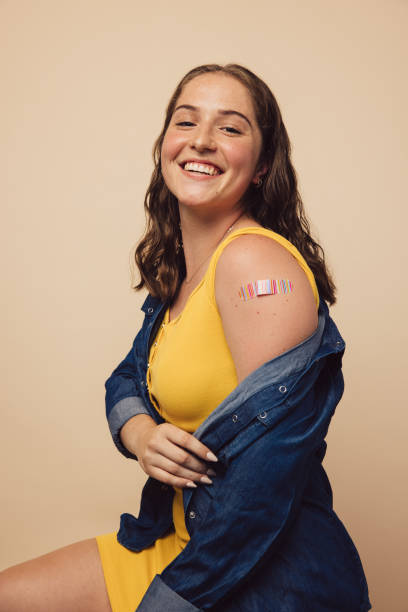 istock Beautiful woman after getting a vaccine 1312668988