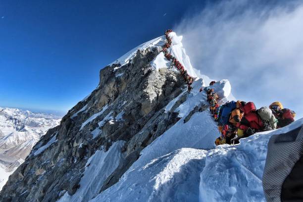 mount everest summit/top of the world / highest mountain - vetta foto e immagini stock