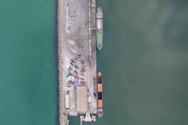 istock Cargo ship unloading of coal in a commercial port. 1312672106