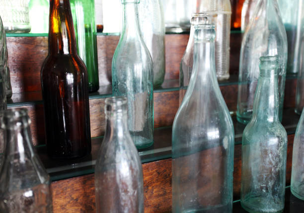 istock Antique bottles with manufacturers marks. 1312674366