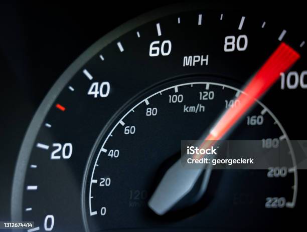 Accelerating To 100mph Stock Photo - Download Image Now - Speedometer, Speed, Car