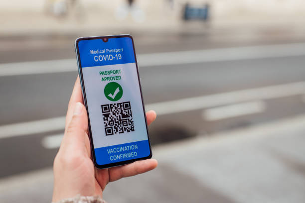 istock Unrecognizable person showing an electronic vaccination certificate on the smartphone 1312675241