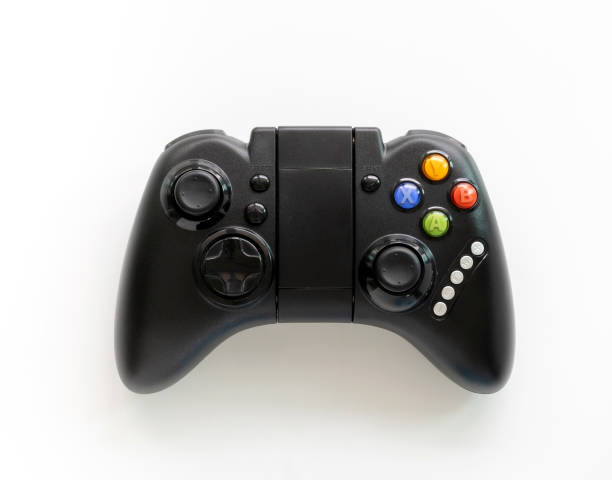 istock A Black game Joystick isolated on a white background 1312675389