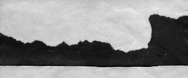 istock Abstract landscape, black and white minimalist art illustration. 1312676423