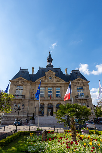 Saint Malo, Brittany, France - September 14, 2018: Restaurants with people dining outdoors on Place Chateaubriand in Saint Malo, Brittany, France