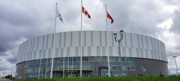 Ontario, Canada - April 15 2021: Milton Velodrome. Mattamy National Cycling Centre. Detail of main entrance.