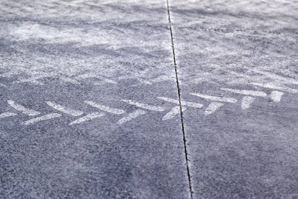 istock Wheel tracks on street 1312687493