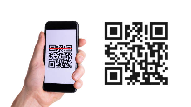 istock Pay qr code. Hand holding mobile smartphone screen for payment, online pay, scan barcode with qr code scanner on digital smart phone. Business and technology concept. 1312689005