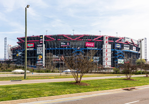 Bristol, TN-VA, USA-7 April 2021: The Bristol Motor Speedway, a NASCAR stock car racing track.