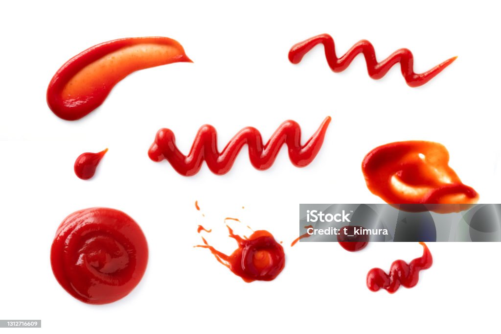 Ketchup splashes Ketchup splashes, group of objects. Ketchup Stock Photo