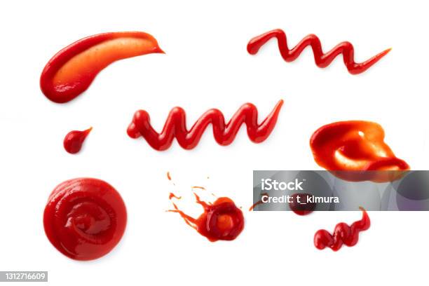 Ketchup Splashes Stock Photo - Download Image Now - Ketchup, Sauce, Splashing