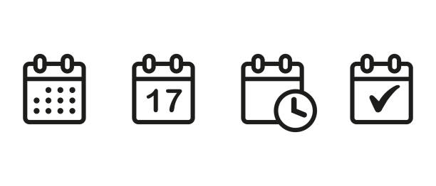Calendar Icon collection. Set of calendar symbols. Meeting Deadlines icon. Time management .Appointment schedule flat icon icon Calendar Icon collection. Set of calendar symbols. Meeting Deadlines icon. Time management .Appointment schedule flat icon icon calendar icon stock illustrations