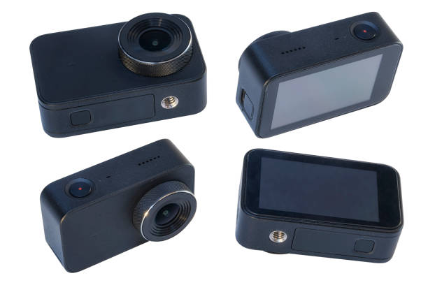 istock Set of compact action cameras of different angles isolated on a white background for shooting photos and videos. 1312721333