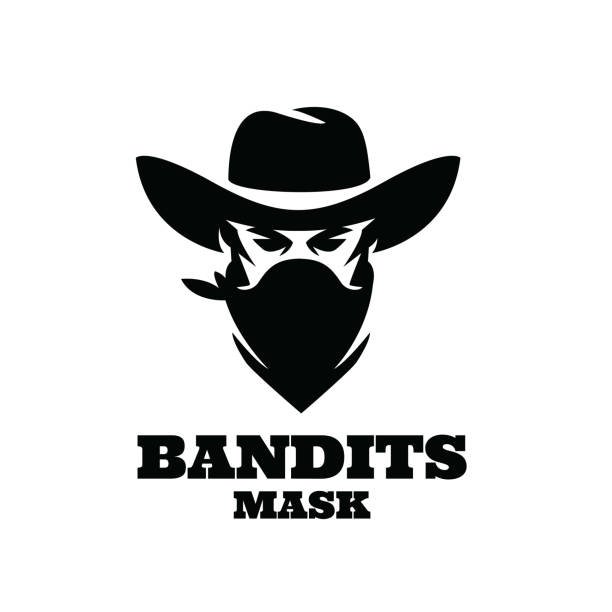 illustrations, cliparts, dessins animés et icônes de gangster américain de cowboy de bandit occidental sauvage avec l’illustration de masque d’écharpe de bandana - chapeau de cow boy