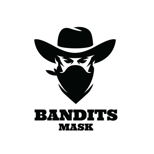 illustrazioni stock, clip art, cartoni animati e icone di tendenza di american western bandit wild west cowboy gangster con illustrazione bandana scarf mask - bandito