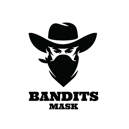 american Western Bandit Wild West Cowboy Gangster with Bandana Scarf Mask illustration