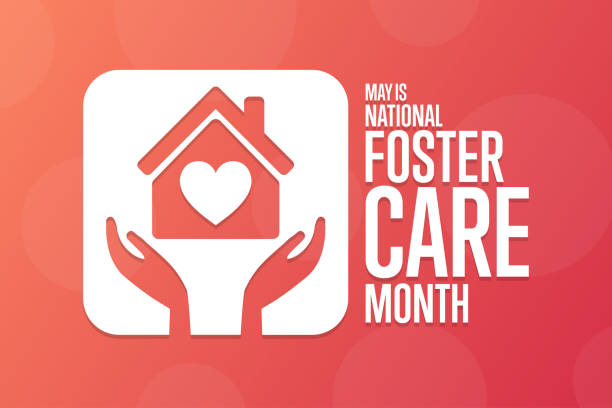 May is National Foster Care Month. Holiday concept. Template for background, banner, card, poster with text inscription. Vector EPS10 illustration. May is National Foster Care Month. Holiday concept. Template for background, banner, card, poster with text inscription. Vector EPS10 illustration foster care stock illustrations