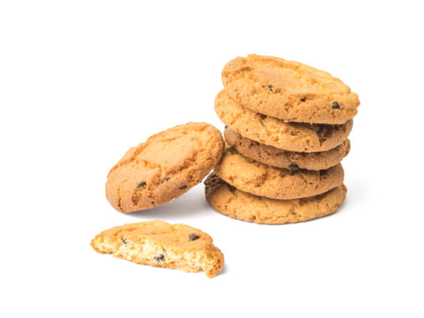 istock Several cookies with chocolate pieces isolated on a white background. 1312727716