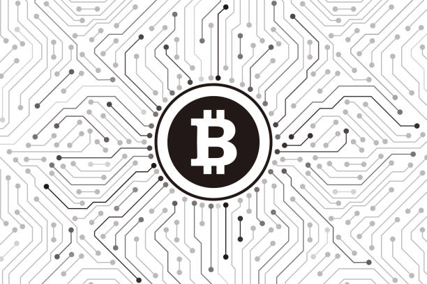 illustrazioni stock, clip art, cartoni animati e icone di tendenza di bitcoin valuta digitale, moneta digitale futuristica, illustrazione vettoriale - criptovaluta