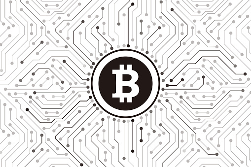 Bitcoin digital currency, futuristic digital money, vector illustration
