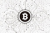 Bitcoin digital currency, futuristic digital money, vector illustration