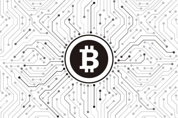 Vector illustration of Bitcoin digital currency, futuristic digital money, vector illustration