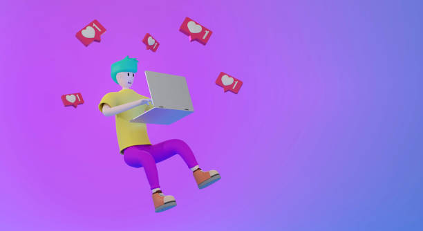 istock Cartoon character chatting social media concept.3D rendering 1312735444