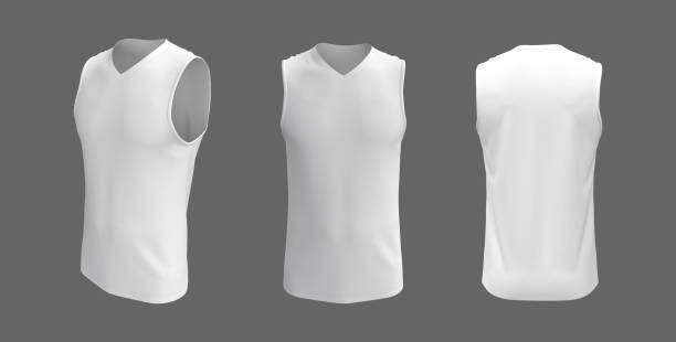 mockup de camiseta sem mangas em v em branco na frente, nas vistas laterais e traseiras - sem mangas - fotografias e filmes do acervo