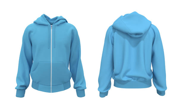 istock Blank hooded sweatshirt  mockup with zipper in front, and back views, isolated on white  background 1312738101