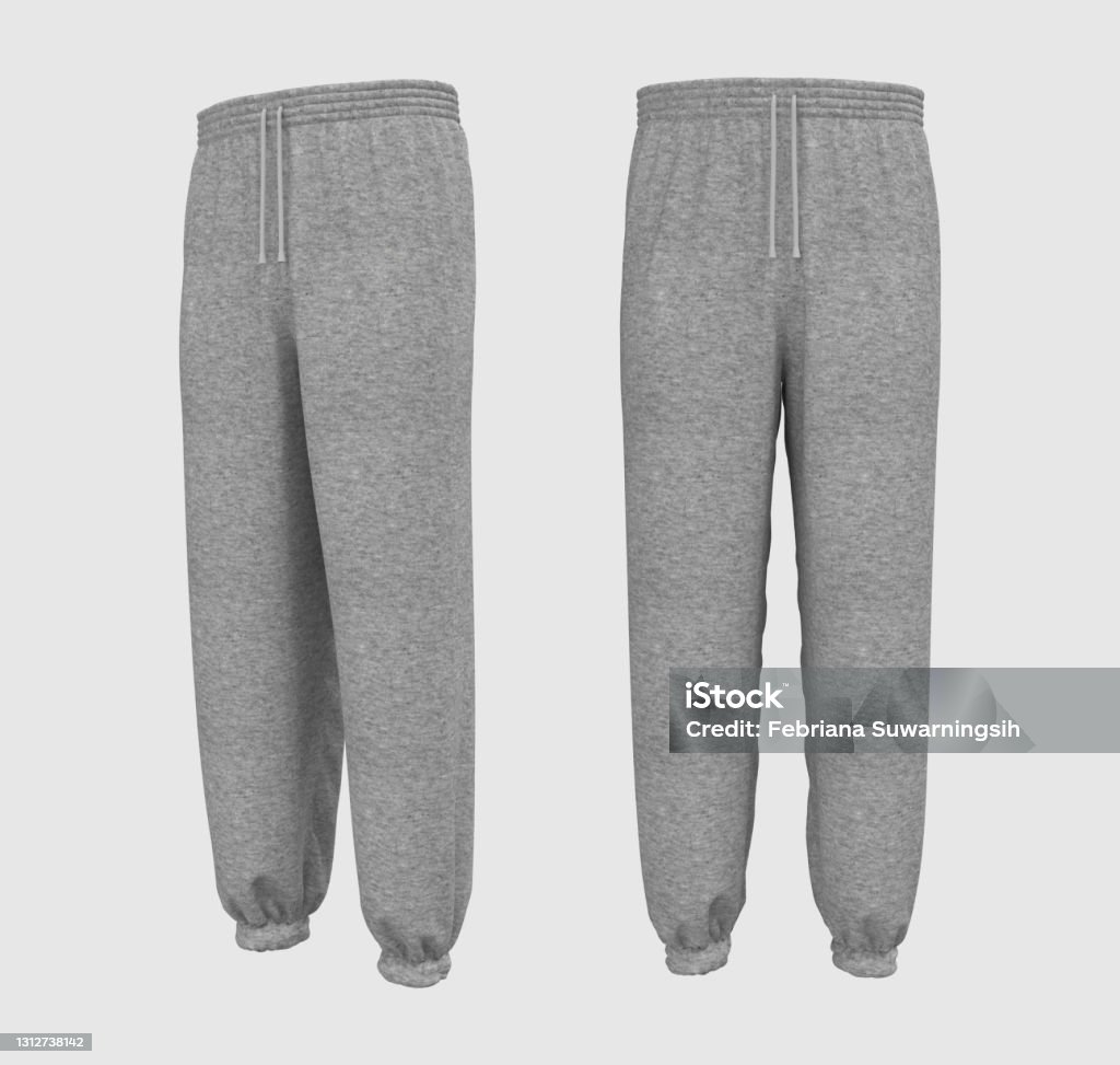 Blank joggers mockup, front and side views. Sweatpants Blank joggers mockup, front and side views. Sweatpants. 3d rendering, 3d illustration. Jogging Pants Stock Photo