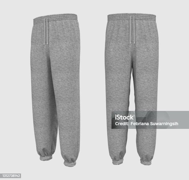 Blank Joggers Mockup Front And Side Views Sweatpants Stock Photo - Download Image Now