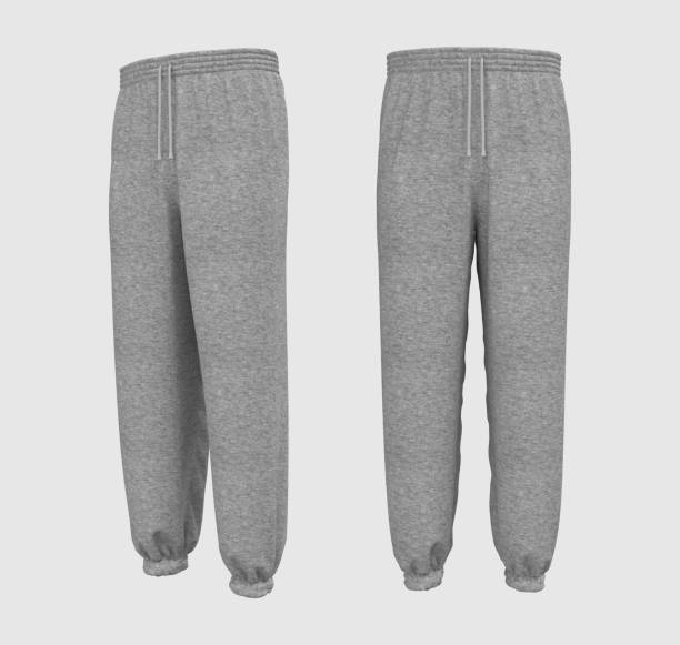 blank joggers mockup, front and side views. sweatpants - waistband imagens e fotografias de stock