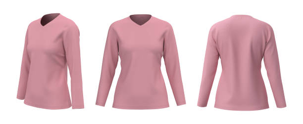 istock Women's longsleeves t-shirt mockup, front, side and back views 1312738158