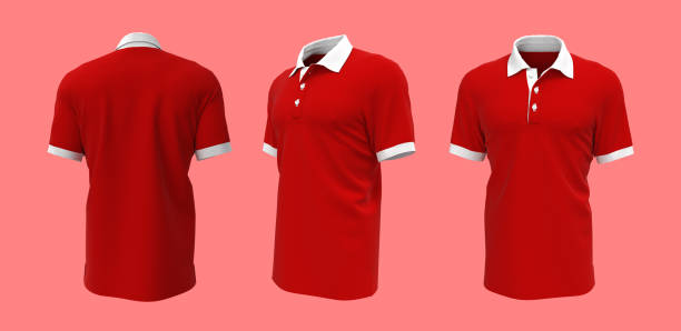 istock Blank collared shirt mockup, front, side and back views, tee design presentation for print 1312738164