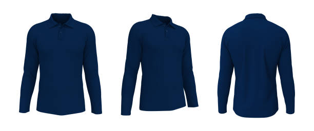istock Blank collared shirt mockup, front, side and back views, tee design presentation for print 1312738178