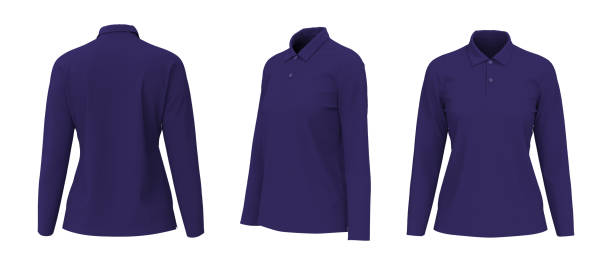 istock Blank collared shirt mockup, front, side and back views, tee design presentation for print 1312738199