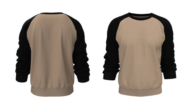 istock Blank raglan sweatshirt mock up in front, and back views, isolated on white 1312738735