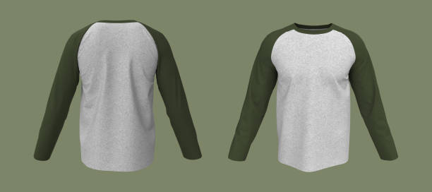 istock Blank raglan sweatshirt mock up template in front, and back views, isolated on green 1312738737