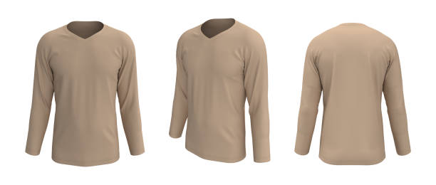 istock men's long sleeve t-shirt mockup in front, side and back views, 1312738755