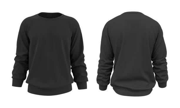 Blank sweatshirt mock up in front, and back views, isolated on white stock photo