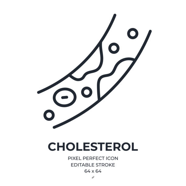 High cholesterol or atherosclerosis concept. Artery blocked by cholesterol  editable stroke outline icon isolated on white background flat vector illustration. Pixel perfect. 64 x 64. High cholesterol or atherosclerosis concept. Artery blocked by cholesterol  editable stroke outline icon isolated on white background flat vector illustration. Pixel perfect. 64 x 64. colesterol stock illustrations