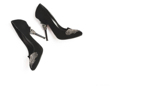 istock Black elegant woman shoe isolated on white background 1312747213
