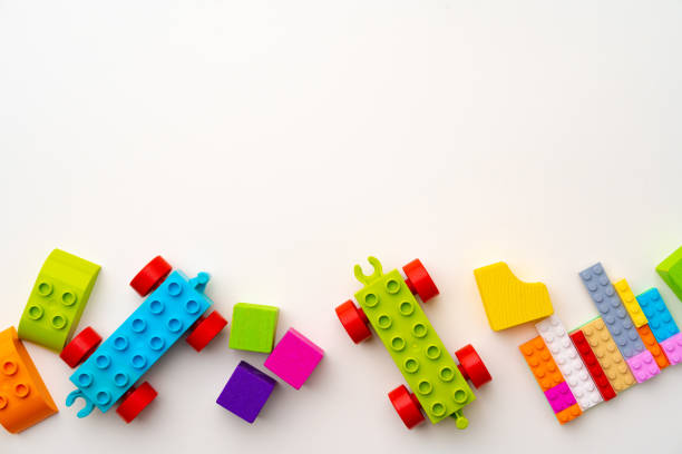 istock Details of kids plastic constructor on white background 1312747281