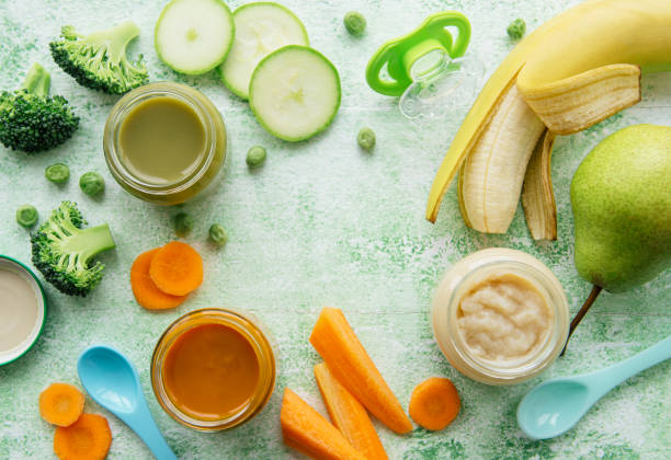 istock Assortment of fruit and vegetable puree 1312748025